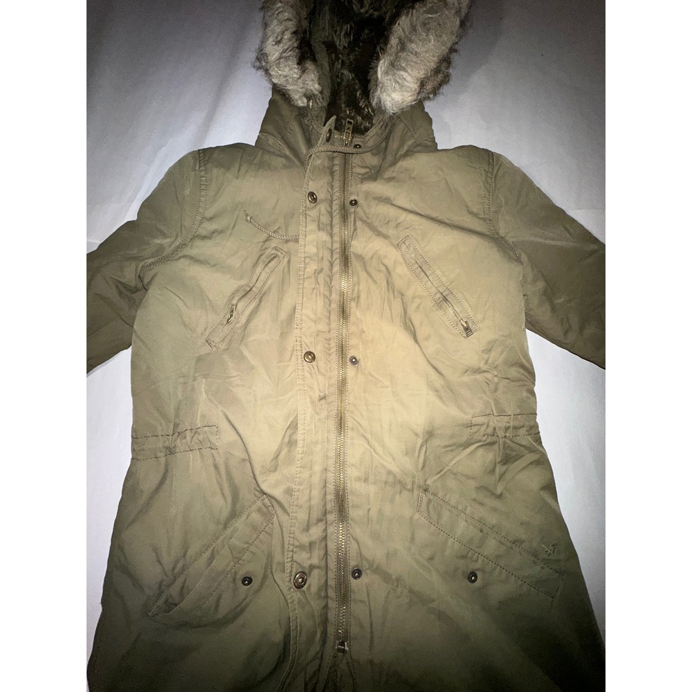 American Eagle Outfitters Olive Green Faux Fur Lined Parka Jacket Medium 6667437